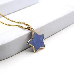 Pendant Necklaces Natural Stone Quartz Necklace Gold Plated Five-pointed Star Stainless Steel Chain For Women Jewellery Party Gifts