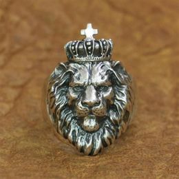 Cluster Rings LINSION 925 Sterling Silver Lion King Ring Mens Biker Punk Animal TA190 US Size 7-15266D