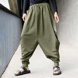 Men's Pants Men Harem Japanese Casual Cotton Linen Baggy Males Clothing Trouser Man Jogger Retro Gypsy Hip Hop Sweatpants280I
