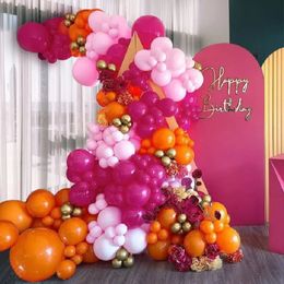 Other Event Party Supplies 136Pieces Rose Pink Orange Metallic Gold Balloon Garland Arch Kit Baby Shower Birthday Wedding Valentine's Day Party Decorations 231005