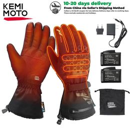 Ski Gloves KEMIMOTO Winter Rechargeable Battery Heated Gloves Full Fingers Heating Winter warm Ski Gloves Men Women Waterproof Tactical Mi 231005