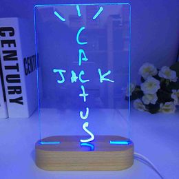 Table Lamps Cactus Jack Wooden Led Night Light for Bedroom Decoration Wood Nightlight Cool Birthday Gifts Room Decor Cactus Jack Table Lamp YQ231006