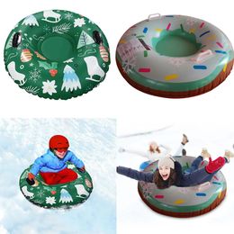 Snowboards Skis Inflatable Ski Ring Winter Ski Circle with Handle Floated Sled Skiing Board PVC Outdoor Snow Tube Snow Toy Skiing Accessories 231005