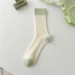 Women Socks Vertical Striped Mid Tube Womens Thin Sock Trendy 2023 For Woman Fast Traceless Calcetines Mujer