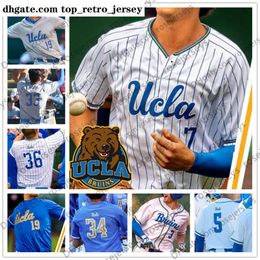 New Crawford Brandon Wears #3 NCAA UCLA 7 Chase Utley 12 Gerrit Cole 42 Robinson White Gray Light Blue Retro College Baseball J