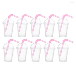 Wine Glasses 10 Pcs Simulation Milky Tea Cup Mini House Lovely Layout Prop Home Decorations Modelling Statue Ornament Clear Plastic Straws