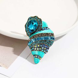 Designer Luxury Brooch Middle Ancient High-end Conch Drop Oil Inlaid with Diamonds Artistic Brooch Accessories Clothing Accessories Coat Buttons Broch