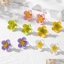 Stud Pastoral Fresh Style Lovely Sweet Coloured Flower Trendy Ear Girl Travel Earrings Street Phoot Jewellery Drop Delivery Dhgarden Dhs0J