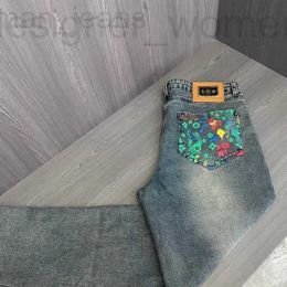 Men's Jeans Designer designer Spring autumn jeans pants rainbow graffiti denim trousers mens stretch slim straight slacks trendy cropped CGYO 1ZFV