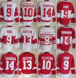 Man Vintage Hockey 13 Pavel Datsyuk Jersey Retro 14 Brendan Shanahan 9 Gordie Howe 24 Chris Chelios 10 Alex Delvecchio 75th Year Team Red White Colour Classic CCM