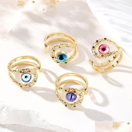 Cluster Rings Copper Plated Gold Metal For Women Hq Trendy Charming Cats Eye Evil Cabs Cutting Hollow Drop Delivery Jewellery R Dhgarden Dhgjn