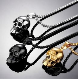 Fashion Punk Stainless Steel Pendant Necklace New Arrival Super Gothic Skull Biker Pendant Mens Skull Necklace Punk/Gothic Necklace