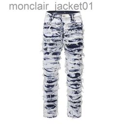 Men's Jeans Harajuku Frayed Distressed Retro Tie Dye Jeans Pants Men and Women Straight Ripped Hole Washed Baggy Casual Denim Trousers J231006