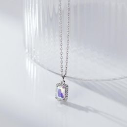 Chains Silver 925 Necklace Square Zircon Pendant Minimalist Fashion For Women Jewellery Elegant Gift Girls Daily