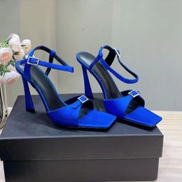 Famous Slim high-heeled Gippy Strappy sandals satin ankle band purple dress shoes narrow word band women's high-heeled shoes original box transportation