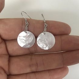 Dangle Earrings Natural Mother Of Pearl Shell 15mm Round Holy Bird Hoop Drop Earring For Women&Gifts