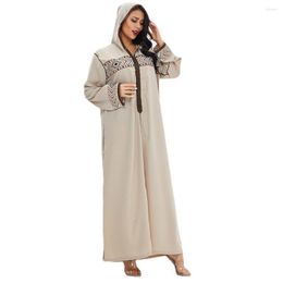 Ethnic Clothing Muslim Islamic Women Hooded Embroidery Long Sleeves Maxi Dress Abaya Saudi Arab Loose Kaftan Thobe Casual Robe Female