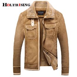 Men's Wool Blends Holyrising Men Fur Lamb Jackets Vintage Pockets Coats Overcoat Zipper Male Woollen Coats Soft Leisure Motorcycle Jacket 189485 231005