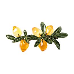 Designer Luxury Brooch Artistic and Botanical Forest Corsage Orange Glass Corsage Needle Berry Cheongsam Accessories Elegant Style Pins