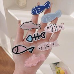 Hair Accessories Cute Cartoon Hairpins Fish Bone For Girls Acrylic Geometric Headwear Duckbill Bangs Side Clip Hairpin Kids