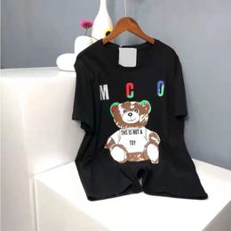 Women's Tops & Tees Summer New T-shirt Flocking Three-dimensional Cartoon Bear Letter Embroidery Loose Short Sleeves for Men and Women 325