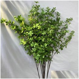 Decorative Flowers Wreaths 100Cm Artificial Pothos Four-Fork Simation Green Plant Indoor Home Decoration Hall Flower Drop Delivery Gar Dh324