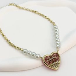 4style Luxury Designer Double Letter Pendant Necklaces Bracelet Jewelry Set Women Heart Crystal Pearl Rhinestone Necklace Chain Jewerlry Accessories