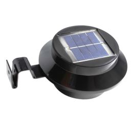 1x 3 leds light sensor control Solar Powered Fence Gutter Solar Lights, Outdoor Security Solar Lamps black color Cold White 12 LL