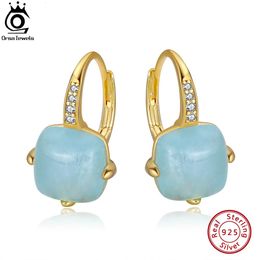 Ear Cuff ORSA JEWELS Fashion Natural Cushion Cut Aquamarine 925 Sterling Silver Dainty Earrings for Women Brides Jewelry Gifts GME09 231005