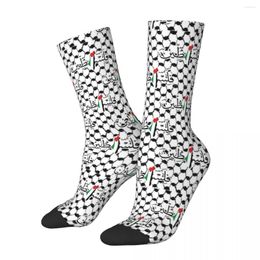 Men's Socks Palestinian Freedom Flag Map Design Harajuku Super Soft Stockings All Season Long Accessories For Man Woman's Gifts