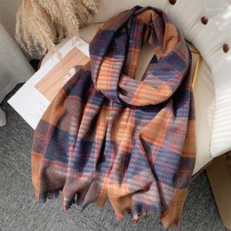 Scarves Plaid Cashmere For Women 2023 Autumn Winter Cheque Scarf High Street Casual Female Shawl All-match Fashion Coldproof