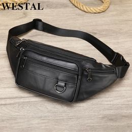 Waist Bags WESTAL Men's Waist Bag with Multi-pockets for Phone Belt Bag Men Black Travel Outdoor Waist Pack Belt Pouch Bags Chest Pack 904 231006