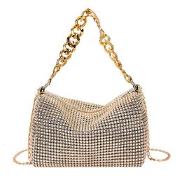 Evening Bags Luxury Designer Shiny Shoulder Bag Shining Clutches Handbag Party Purses Gold Silver 2023 Women s 231006
