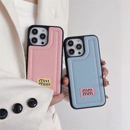 Summer Women Leather Phone Case Suitable For Apple 14 Plus 13pro 12Promax Simple Candy Solid Colored Phones Soft Cases Brand Letters Cover