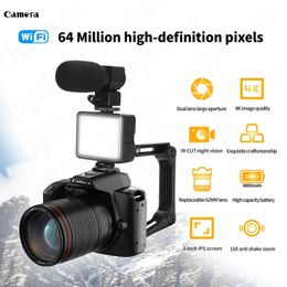 Camcorders D5 WIFI Night Vision DSLR Camera 4K Professional Camcorder Digital HD Video Recorder16X TimeLapse Stabiliser Webcam Mp3 Player 231006