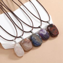 Pendant Necklaces Trendy Irregular Opal Tiger Eye Quartzs Geometric Square Shape Natural Stone Necklace For Women Bohemia Jewellery