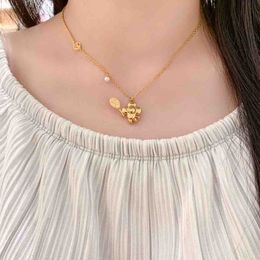 2023 Luxury quality Charm pendant necklace with doll shape and ball pat design in 18k gold plated have stamp box PS4569A