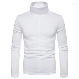 Men's T Shirts White Velvet Turtleneck Shirt Men 2023 Autumn Winter Slim Fit Long Sleeve T-shirt Hipster Casual Camiseta Masculina