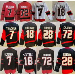 Reverse Retro Hockey 28 Claude Giroux Jerseys Man 7 Brady Tkachuk 72 Thomas Chabot 18 Tim Stutzle Stitched For Sport Fans Black Red White Team Pure Cotton Away Sale