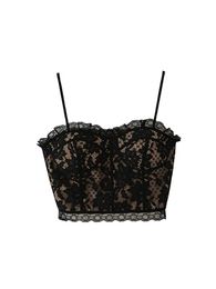 Women's Shapers Luxury Embroideried Lace Corsets Brand Sexy Black Push Up Bustiers Womens Vintage Bottoming Sling Tops Designer Fishbone Corset To7497455 L230914