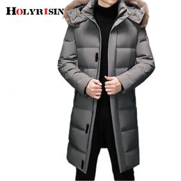 Men's Down Parkas Holyrising men down coat winter Thick winter long 90% down jacket fur hooded Windproof and rainproof winter windbreaker coat 123 231005