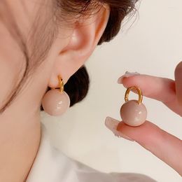 Hoop Earrings Copper Plated 18K Gold Simple Personality Unique Cute Ball Senior Sense Of Temperament Jewellery