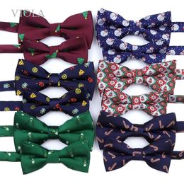 Bow Ties Christmas Gift Santa Claus Bee Father Son Bowtie Set Polyester Snowflake Xmas Kid Men Women Butterfly Party Cravat Accessory 231005