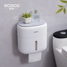 Toilet Paper Holders ECOCO Toilet Paper Holder No Drill Tissue Hanger WC Rolhouder Waterproof Multifunctional Automatic Opening Bathroom Accessories 231005