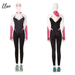 Sexy Woman Zentai Suit Cosplay Costume Full Set with Jumpsuit Mask Shoes Adult Women Gwen Cosplay Bodysuit Halloween Fancy Dress