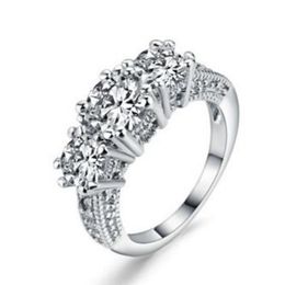 Fashionable 3 25ct 14K White Gold -plated diamond creative Engagement Ring303y