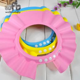 Shower Caps wholesales 20pcs/lot Adjustable Shower caps protect Shampoo for baby health Bathing waterproof kid children Wash Hair Shield Hat 231006