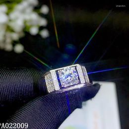 Cluster Rings KJJEAXCMY Fine Jewellery Men 925 Sterling Silver Inlaid 1 Mosang Diamond Ring