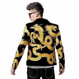 Men's Suits & Blazers Heavy Imperial Embroidery Men Suit Blazer Masculino Night Mens Slim Fit Jacket Chinese Style Dragon Men303D