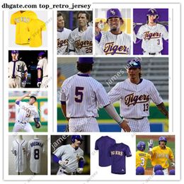 College Baseball Wears NCAA Custom LSU Tigers Stitched Baseball Jersey 49 Javen Coleman 0 Jaden Hill 44 Blake Money 9 Ty Floyd 33 Michael Fowler 30 Trent Vietmeier